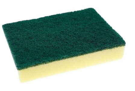 Gele schuurspons met groene pad groot 15&times;9&times;3cm 1x10