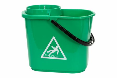 Mini Spaanse Mop-emmer met afneembare uitwringskorf 14 liter GROEN