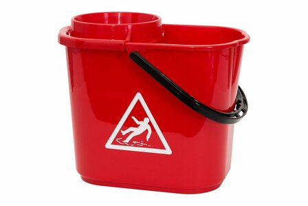 Mini Spaanse Mop-emmer met afneembare uitwringskorf 14 liter ROOD