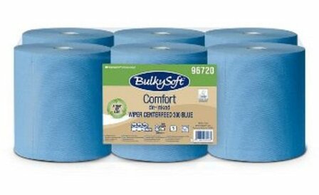 Bulkysoft Midi Poetsrollen Blauw 1 laags 300meter Pak: 1x6 rol