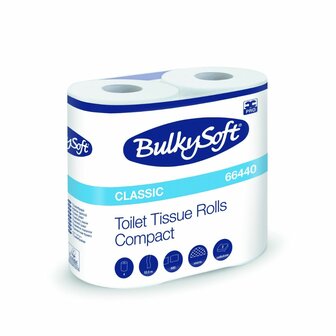 Bulkysoft Toiletpapier Cellulose Compact, Pak: 40rol x 500vel 2 laags