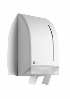 Black Satino Jumbo Toiletroldispenser Wit